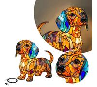 Lampe En Vitrail En Forme D'Animal,Lampe Vintage En Verre Teinté En Forme De Chien|,Veilleuse De Chevet En Forme D'Animal,Veilleuse Décorative Colorée Pour La Maison, La Chambre à Coucher