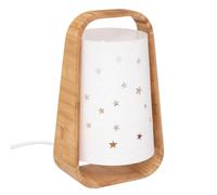 Atmosphera Lampe à poser enfant Étoiles blanche D15×H27 cm Base bambou Abat-jour papier