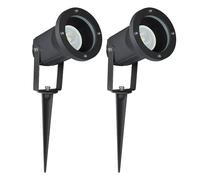 Lampe enfichable extérieur lampe enfichable orientable piquet jardin extérieur terrasse, télécommande dimmable, noir, 1x LED RGB 3,5W 290Lm blanc chaud, DxH 9,5x33,5 cm, lot de 2
