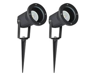 Lampe enfichable extérieur lampe enfichable orientable piquet jardin extérieur terrasse, télécommande dimmable, noir, 1x LED RGB 3,5W 290Lm blanc chaud, DxH 9,5x33,5 cm, lot de 2