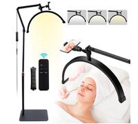 Lampe Extension de Cils, Lampe Demi Lune Réglable À 360° avec 180 Billes de LED, Température Couleur 3000K-6000K