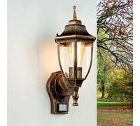 Applique murale extérieure avec détecteur de mouvement IP44 E27 Cuivre Verre Aluminium Rustique Cour Jardin Applique extérieure