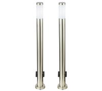 Lampe extérieure avec prises de courant Prise extérieure avec lumière Prise extérieure de jardin en acier inoxydable, 1x LED 9W 810lm 3000K, DxH 7,6x110 cm, set de 2 pièces