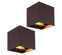 Lampe extérieure Lampe de façade Lampe murale rost Balcon Up Down Applique murale, LED 2x 3 watts 2x 290Lm blanc chaud, LxlxH 10x10x10 cm, 2er Set 
