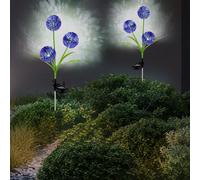Lampe Extérieure Solaire Globo Pusteblume LED Lila 75 cm, 2 Pièces
