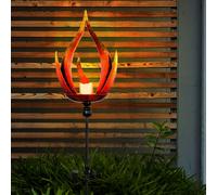 Lampe solaire lampe solaire lampe d'extérieur lampe de jardin lampe d'extérieur zone d'entrée, IP44 anti-éclaboussures optique flamme en métal noir, 1x LED blanc chaud, DxH 18x93 cm