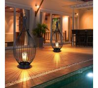 Lampe Extérieure Solaire Suspension Lampadaire de Balcon Lanterne Cage LED 2x