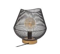Atmosphera Lampe à poser filaire Jena - Noire - D. 26 x H 28 cm - Fer, socle hêtre