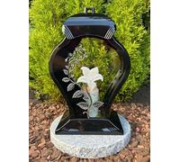 Lampe funéraire AURUM - Lanterne funéraire avec motif de fleurs - 35 cm H. - Bougie pour tombe - Décoration funéraire avec bougie (sans socle)