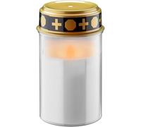 Lampe funéraire LED goobay avec pile, pour l'extérieur, bougies de cimetière, lumières funéraires, lumière éternelle, lampe funéraire, blanc, fonctionne avec 2 piles AA (non fournies), 77771