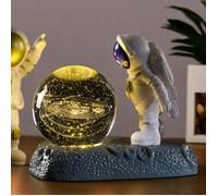 Lampe Galaxie 3D, Boule Cristal Système Solaire, Base Astronaute LED, Décoration Chambre Enfant Moderne