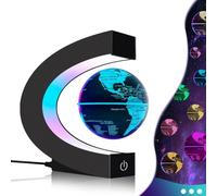 Lampe globe magnétique flottante avec lumières LED multicolores, gadget cool en C pour bureau, maison, bibliothèque, décoration de bureau, cadeau cool pour hommes, femmes, père, maris (globe