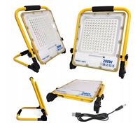Lampe halogène LED portable 200 W (230 V) avec câble USB et batterie intégrée