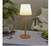 Lampe - HOME DECO FACTORY - Effet Bois - Rechargeable USB - Blanc et Marron