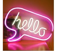 Lampe - HOME DECO FACTORY - HELLO - LED - Effet Néon - Blanc et Rose