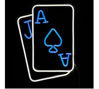 HOME DECO FACTORY Lampe LED Effet Néon USB Cartes Éclairage Bleu Noir | Plastique PS, lampe LED effet néon USB, design jeux de cartes, éclairage bleu captivant, noir