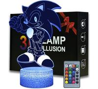 Lampe Illusion 3D Sonic, Veilleuse Sonic D, Jouets Sonic pour garçons, Lampe Illusion 3D avec Télécommande et Changement de 16