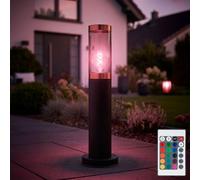 Borne lumineuse dimmable avec télécommande Lampadaire d'extérieur à LED, changement de couleur RVB, plastique en acier inoxydable, 8,5W 806lm blanc chaud, DxH 7,6x45 cm