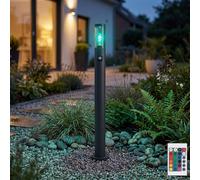 Lampe de chemin LED avec détecteur de mouvement lampadaire extérieur dimmable avec télécommande borne lumineuse extérieur, changement de couleur RVB, fumée 8,5W 806lm blanc chaud, DxH 12,7x110cm