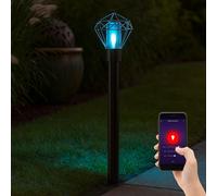 Lampadaire LED intelligent, lampe de terrasse à intensité variable, lampe d'extérieur industrielle, lampe de chemin à LED, base en acier inoxydable noir, changement de couleur RVB, 8,5 W 806 lm blanc