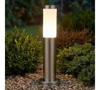 Lampadaire extérieur LED lampe d'allée argent acier inoxydable lampe de jardin lampadaire lampe de terrasse lampe de socle, 11W 1055lm blanc chaud, DxH 12,7 x 45 cm