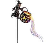 Lampe Jardin Halloween, Sorcière Volante avec Lumières Colorées en Cascade | Le Format Vertical De 70 Cm Se Dans Le Sol Pour Créer Un Point Lumineux Près Des Massifs, Chemins Ou Entrées