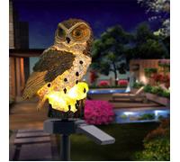 Lampe jardin solaire chouette marron -Nosheir- Imperméable LED, décoration extérieure - Pour pelouse/allée/fête