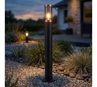 Lampe de chemin d'accès Lampe de jardin Lampadaire d'extérieur Lampadaire en acier inoxydable, accent cuivre fumée noire, 1x E27, DxH 7,6x80 cm