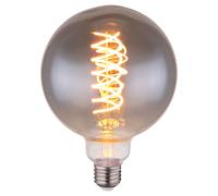 Lampe LED à filament 8 watts blanc chaud 2000 Kelvin 280 lumens E27 douille en verre fumé dimmable, DxH 12,5x17,7cm