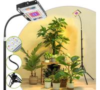 Lampe LED à spectre complet de 8 W pour plantes, avec pied, 1 tête, intensité réglable, pour plantes d'intérieur, hauteur réglable de 60 à 160 cm, avec minuterie automatique marche/arrêt