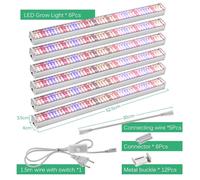 Lampe LED à spectre complet pour plantes - Barre d'éclairage de culture - Lot de 6 pièces - 100–265 V CA - SMD2835 - Spectre 4000 K, 660/730/395 nm - IP65 Pour serre et tente de culture