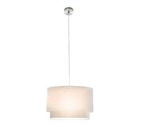 Lampe LED à suspendre de table ronde Suspension beige textile Lampe de salon, métal nickel mat, 10,5W 1055lm blanc chaud, DxH 40 x 150 cm