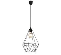 Lampe LED à suspendre Grille métallique Suspension noire Rétro Lampe de salle à manger industrielle, forme de diamant, 7W 806lm blanc chaud, DxH 30x120 cm