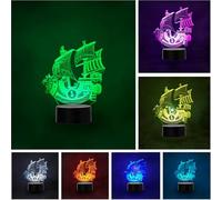Lampe LED Anime Manga One Piece Thousand Sunny Changement de couleur USB Veilleuse et décoration Plastique
