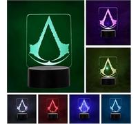 Lampe LED Assassins Creed Logo Changement de couleur USB Lumière de nuit et décoration Plastique