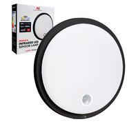 Maclean Lampe LED MCE525 avec détecteur de mouvement | PIR 10 W IP65 Neutre 4000 K 1000 lm Plafonnier pour l'extérieur et l'intérieur avec fonctionnement continu Noir)