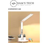 Lampe LED de Bureau rechargeable avec Horloge, Température et Double Tête