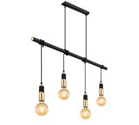 Lampe LED de salle à manger suspendue Lampe à suspendre en laiton noir Lampe à suspendre à 4 flammes, réglable en hauteur par enroulement, 4x E27 douilles, LxlxH 100x6x120 cm