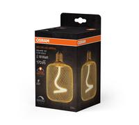 Osram carrée DECOR à filament spiralé, verre transparent doré sans plomb, 3,5 W, blanc chaud cosy 818, 170lm/1800K, pas de vis E27, dimmable, diamètre 100 mm.