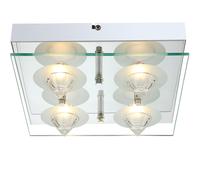 Lampe LED design 20 watts chrome plaque de verre claire cristaux Globo 4941201-4 RAMIRO