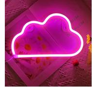 Lampe LED en forme de nuage néon pour décoration murale alimentée par piles ou USB rose