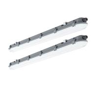 Lampe LED étanche à l'humidité 60cm Diffuseur IP65 Lampe LED, étanche, gris blanc laiteux, 18W 2160Lm 4000K, LxlxH 60x7,8x7,2cm, lot de 2