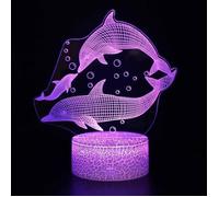 Lampe LED - HH9129 - Fissure Base Dauphin 3D - 7 Couleurs Changeables - Rechargeable USB - Tactile
