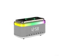 Lampe LED intelligente 15 W avec chargeur rapide sans fil | 7 sons de sommeil, machine à bruit blanc, affichage de l'horloge numérique, berceuses apaisantes, fonction d'alarme