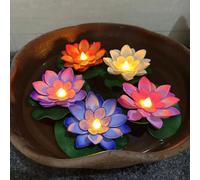 Lampe LED Lotus avec capteur d'eau flottant, luminaire décoratif d'intérieur, idéal pour un jardin, un réservoir ou une fête, 1 pièce/6 pièces 6PCS Pink