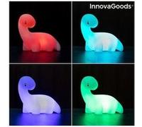InnovaGoods - Lampe LED Dinosaure Lightosaurus Multicolore, Veilleuse Enfant Sécurisée, Décorative, Portable, RGB, Légère, Compacte, Inclut 3 Piles LR44, Blanc, Vinyle