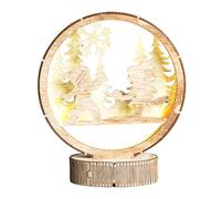 Lampe LED Noël en Bois Créative Alimentée par Piles Ajourée Festive | Lampe de Chevet Veilleuse pour Dîner, École, Restaurant, Café, Église, Mariage, Anniversaire,