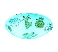 Lampe LED pour enfants à intensité variable avec télécommande plafonnier en verre pour chambre d'enfant ronde, verre coloré avec motifs d'animaux, changement de couleur RVB 2x 8,5W 2x 806lm blanc chau
