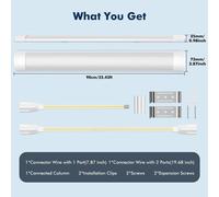 Lampe LED pour pièces humides - Plafonnier LED - 90 cm, 30W - 6500K, blanc froid - Passage de câbles possible, avec prise - 2000 lm, 180°, plafonnier intérieur