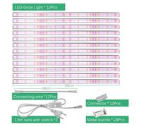 Lampe LED pour plantes - Barre lumineuse de culture - Lot de 12 - Spectre complet 4000 K 660/730/395 nm - SMD2835 - IP65 - CA 100–265 V - Pour serre et tente de culture